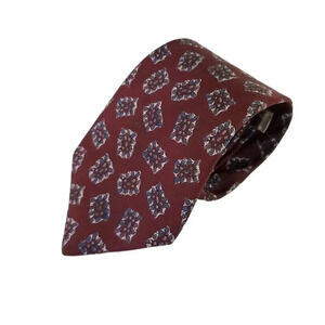 Geoffrey Beene Men's 100% Silk Tie Plum Cooper Brown 3.5" x 56" Made in the USA